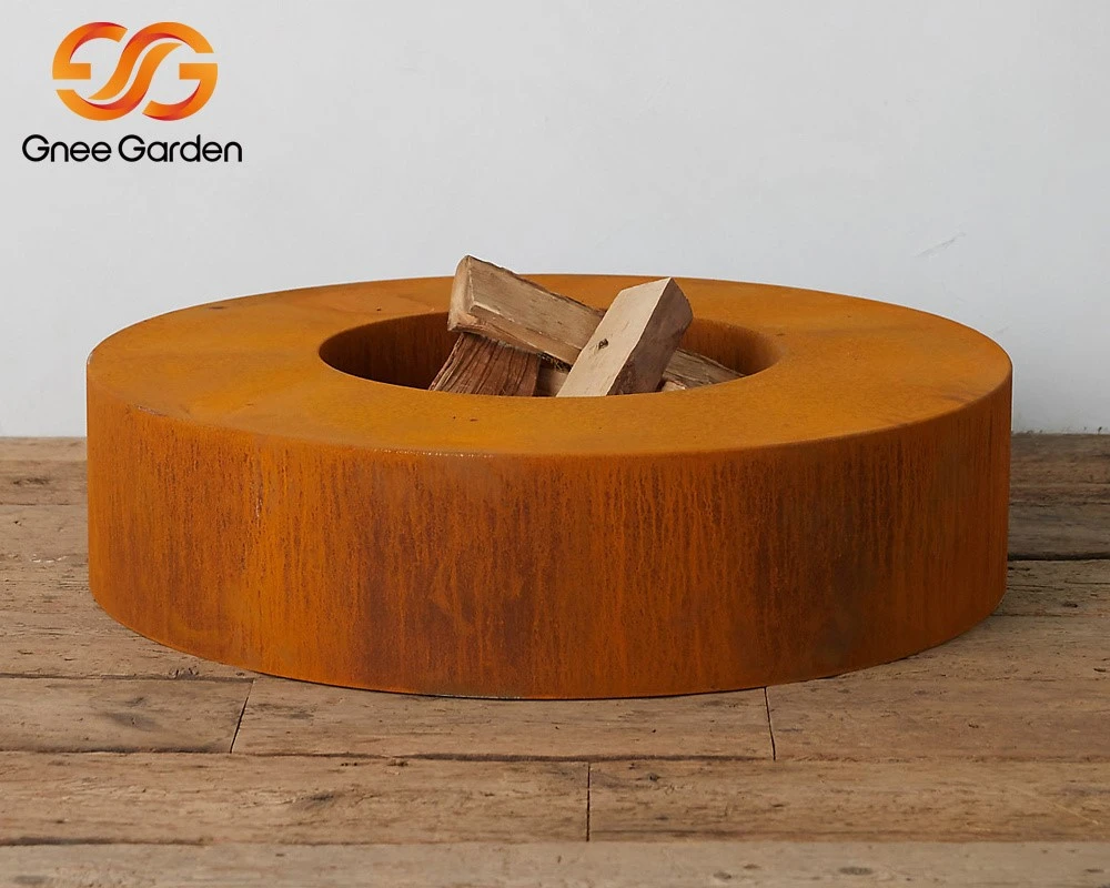 Corten Steel fire pit in backyard Corten Steel fire pit in backyard