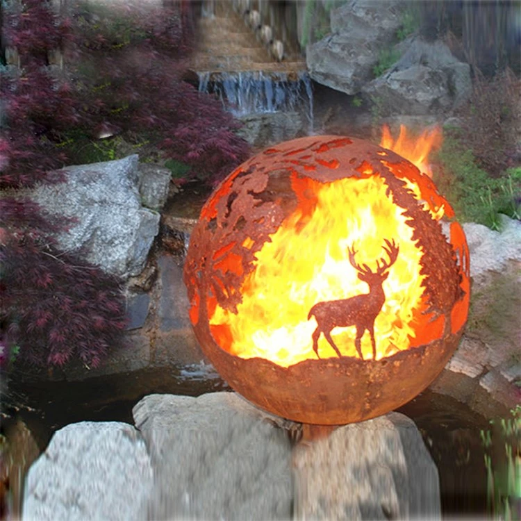 Corten Steel Artistic Sphere Fire Pit Corten Steel Artistic Sphere Fire Pit