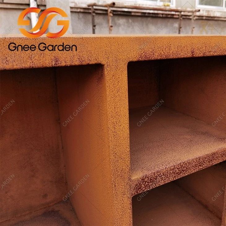 corten steel Rectangular fire pit and bbq(3)