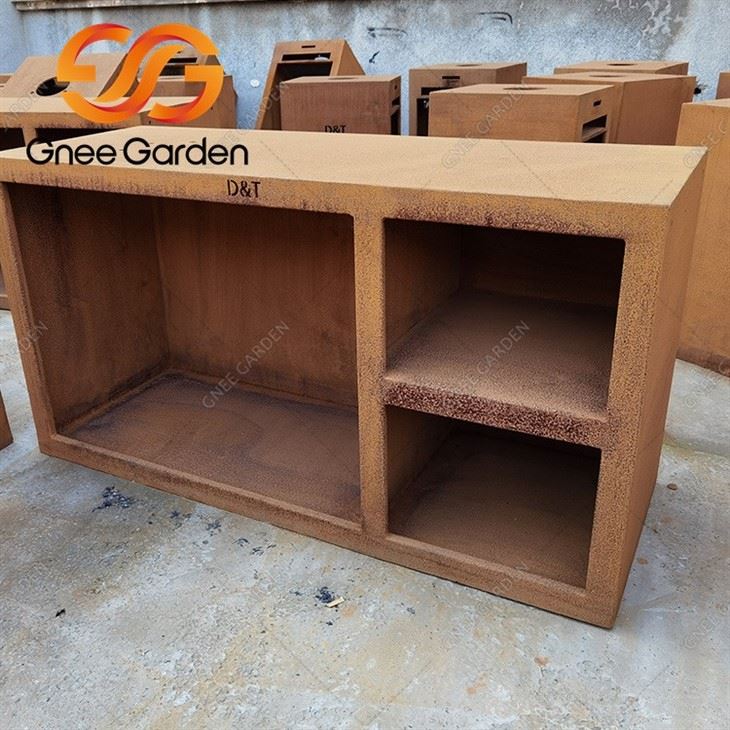 corten steel Rectangular fire pit and bbq(1)