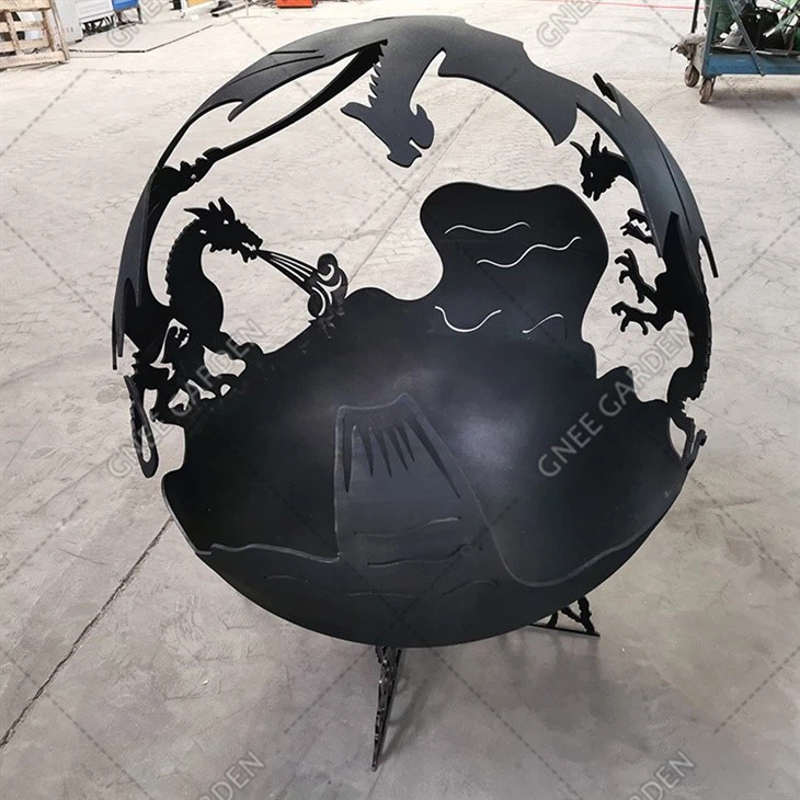 Manufacturer Hollow Metal Ball Corten Steel Fire Pit Sphere