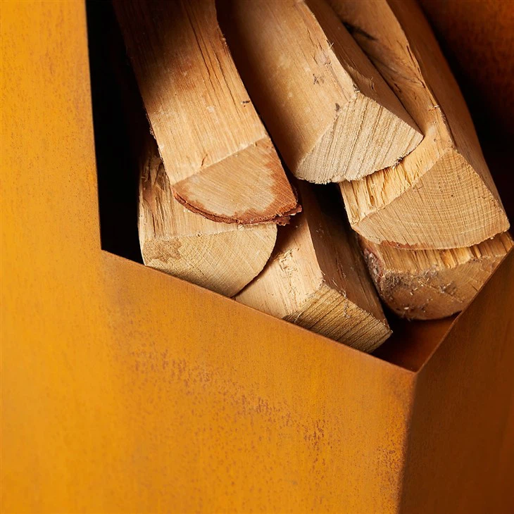 Outdoor Corten Steel Free Standing Fireplace Metal Fire Pit With Grill