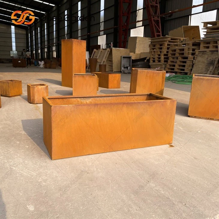 Venkovní kulatý květináč z Corten Steel