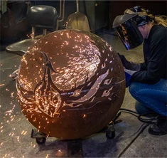 Venkovní dekorace koule Krb Zahrada pomocí kovových kuliček, Corten Steel Brazier