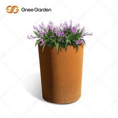 Kuželový květináč z cortenové oceli, rezavý kov, tloušťka 2 mm