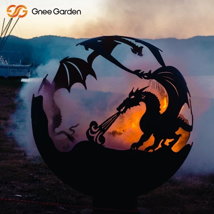 Corten Steel Sférical Dragon Fire Pit pro zahradu