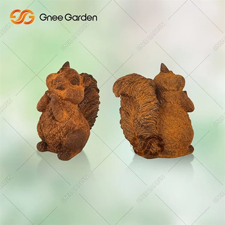 rusted steel garden sculpture