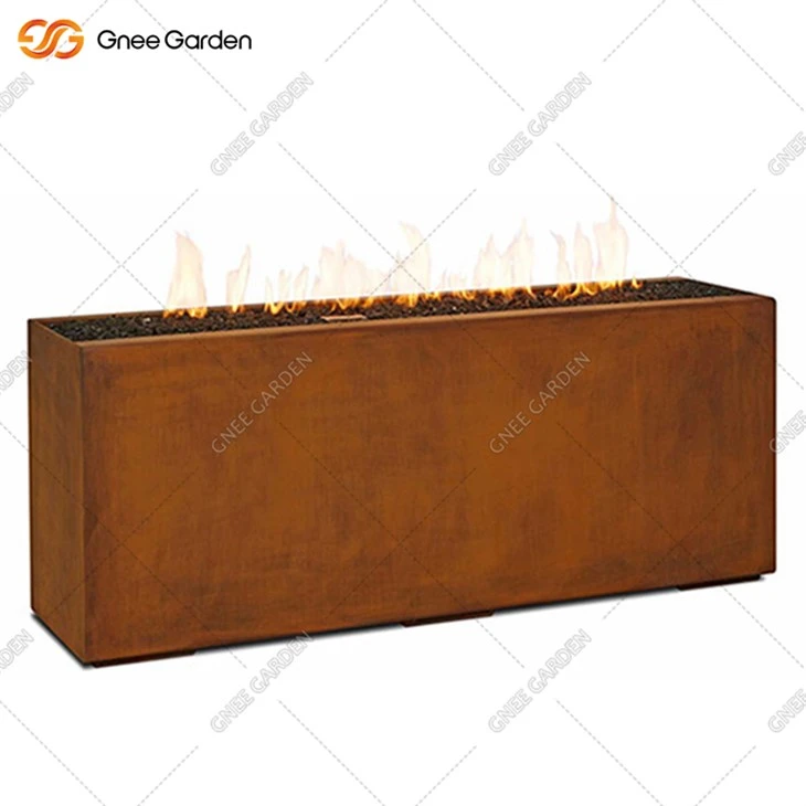 Obdélníkový stůl pro ohniště Corten Steel Propan