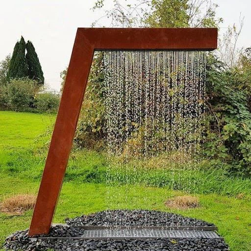 Factory Custom Rectangle Corten Steel Waterfall Sculpture Landscape Feature