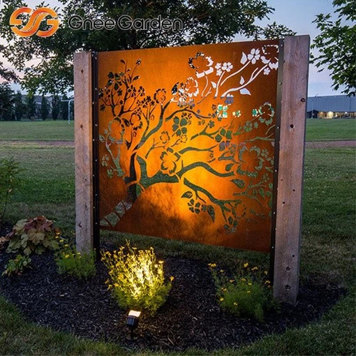 Corten Steel Metal Wall Tree Art Garden Screen Panel Corten Steel Metal Wall Tree Art Garden Screen Panel
